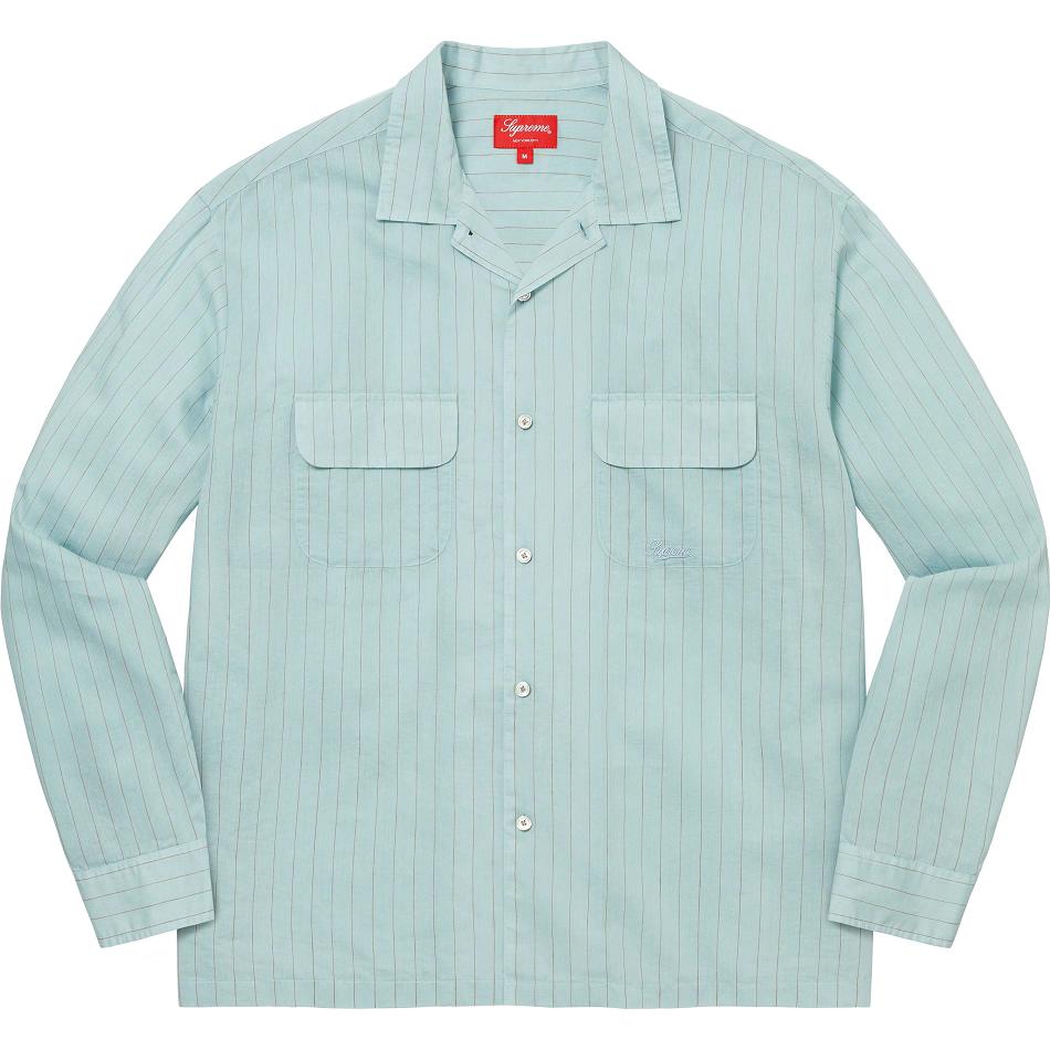 Camisas Supreme Pinstripe Linen Azules | Supreme 256PQ